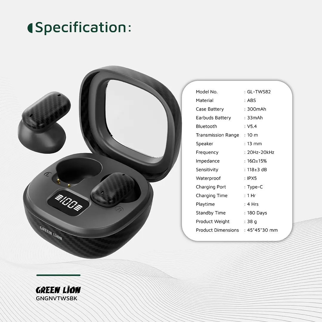 Green Lion Geneva — Auriculares TWS com ecrã digital, 3 modos de som - Image 2