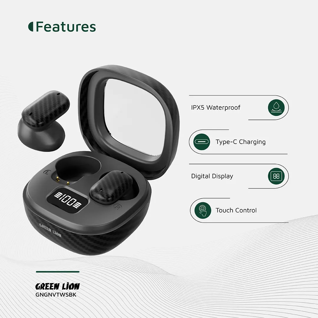 Green Lion Geneva — Auriculares TWS com ecrã digital, 3 modos de som - Image 3