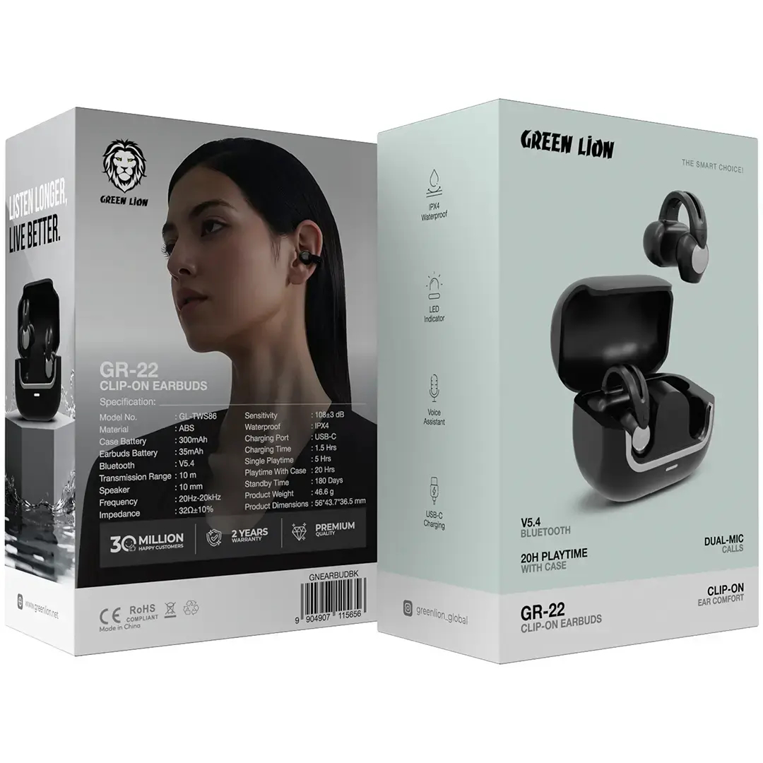 Green Lion GR-22 — Auriculares clip-on, 20h com estojo, Bluetooth 5.4 - Image 2