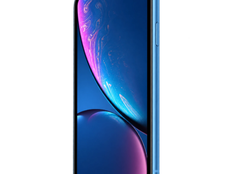 Apple iPhone XR azul, vista frontal em três quartos